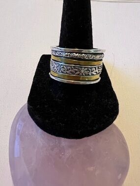 Designer Silpada 925 Sterling Silver n Brass Spinner Ring